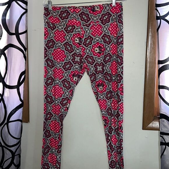 Lularoe Womens Leggings Size Tall & Curvy Minnie Mouse Red Stretch TC Disney - Picture 1 of 4